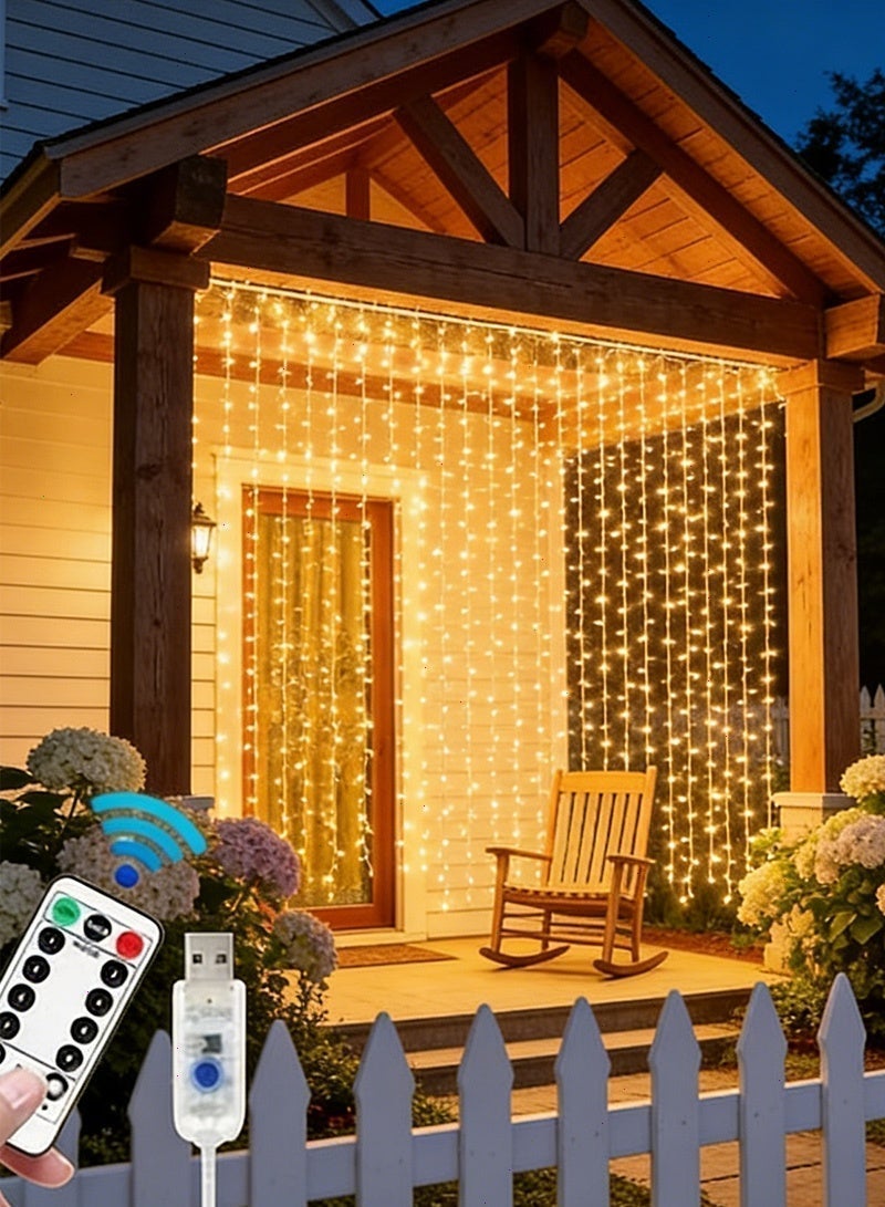 Yoawllty Ramadan Lights, Ramadan Decorations, Ramadan Curtain String Hanging LED Lights for Home Wall Outdoor Indoor Backdrop Window(6.5 * 6.5ft) - Image 1